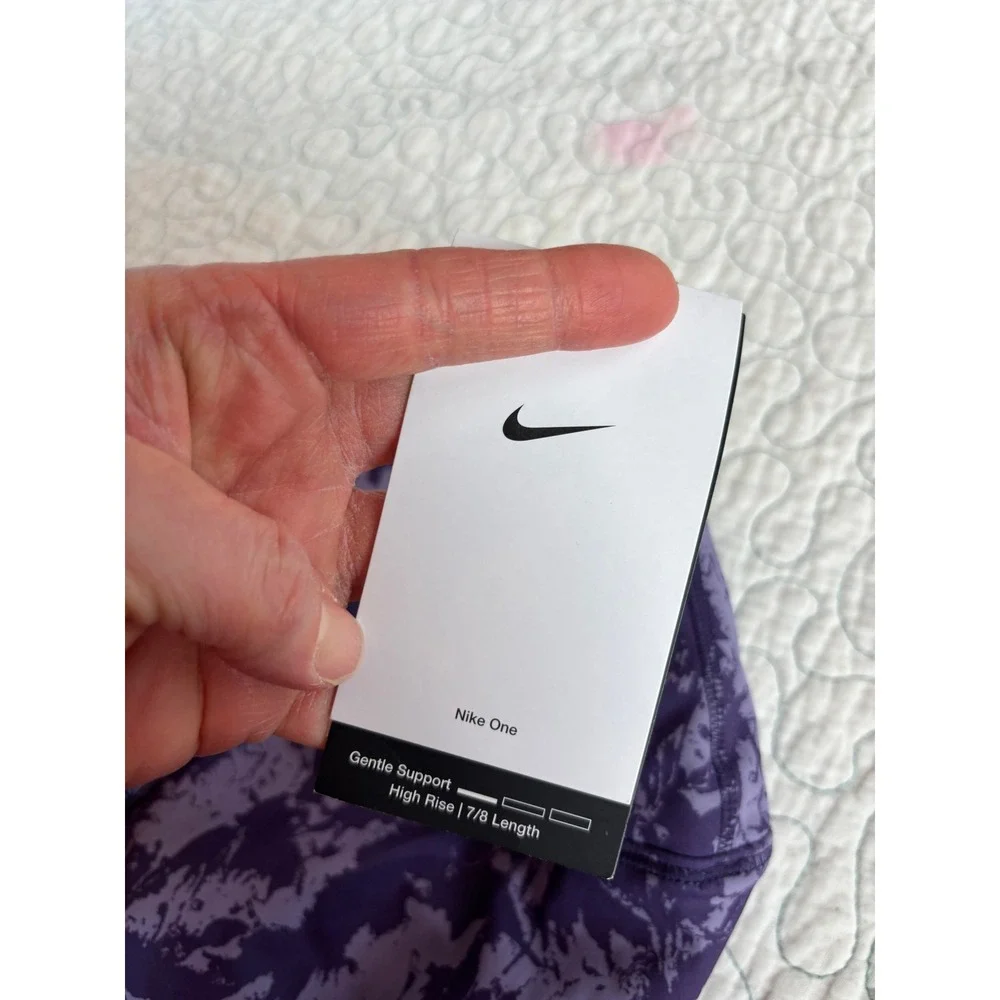 Nike One Dri-FIT Womens High Rise 7/8‎ Purple Abstract Print Leggings Small